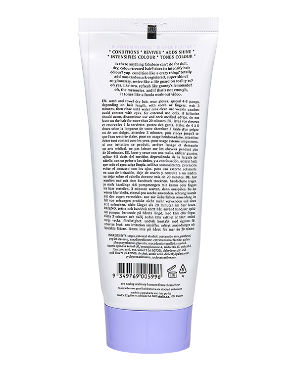 Buy Evo Fabuloso Platinum Blonde Colour Intensifying Conditioner 220mL - True Grit Store