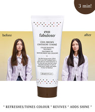Load image into Gallery viewer, Evo Fabuloso Cool Brown Colour Intensifying Conditioner Before &amp; After