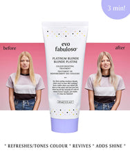 Load image into Gallery viewer, Evo Fabuloso Platinum Blonde Colour Intensifying Conditioner Before &amp; After